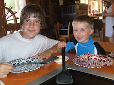 Camden and Parker ready to load up on some pancakes!