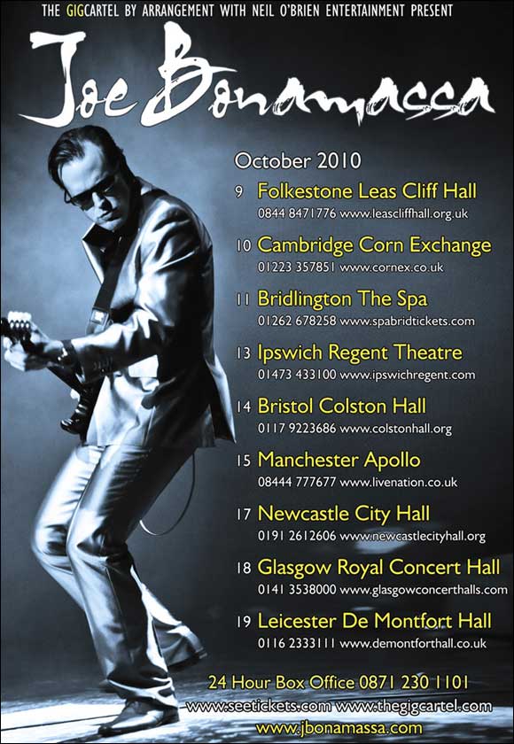 Joe Bonamassa new UK tour dates announced.