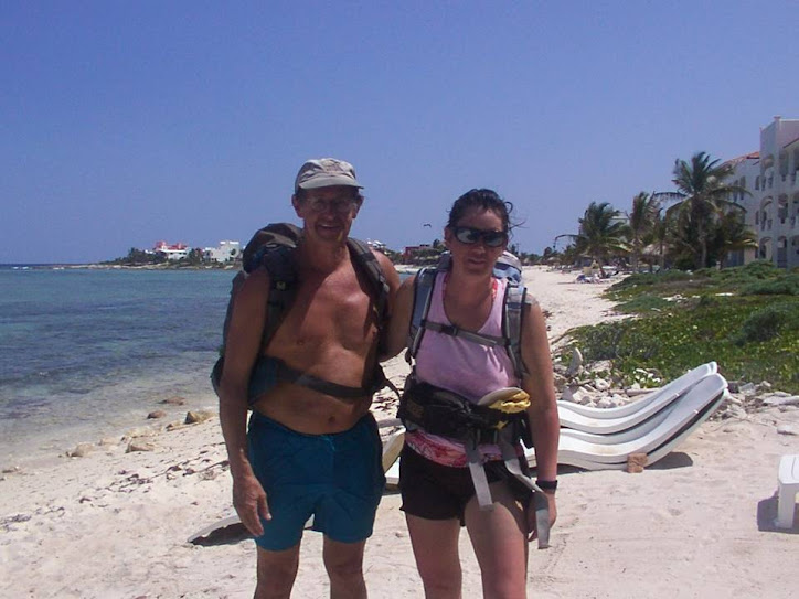 Hiking the Yucatan coastline, Richard Bailey and Wendy Morrill