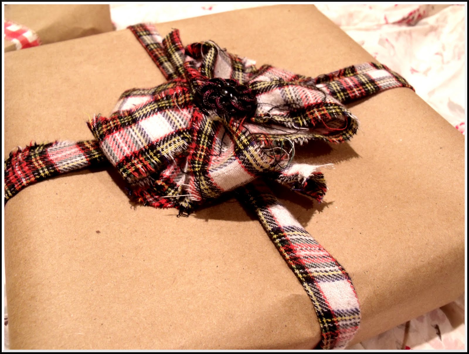 Pinecone frayed edge fabric ribbon for wrapping