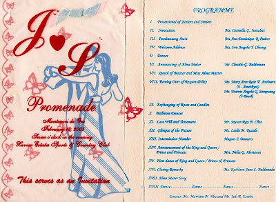 Montessori de Oro Batch 2003: JS Prom 2002-2003 Programme
