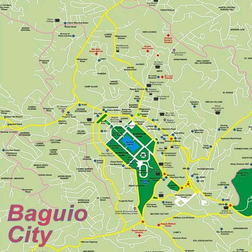 Map of Baguio with Burnham Park