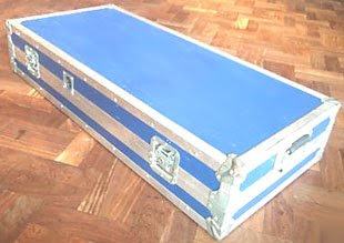 blue coffin style flight case