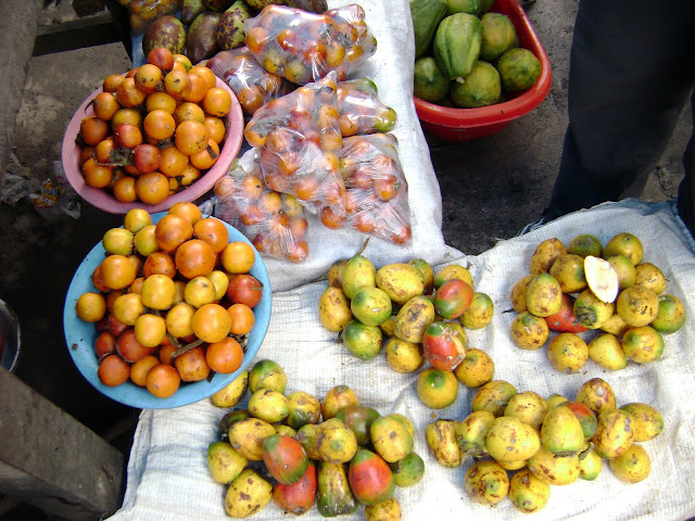 Cocona (in bowls) and Pijuayo