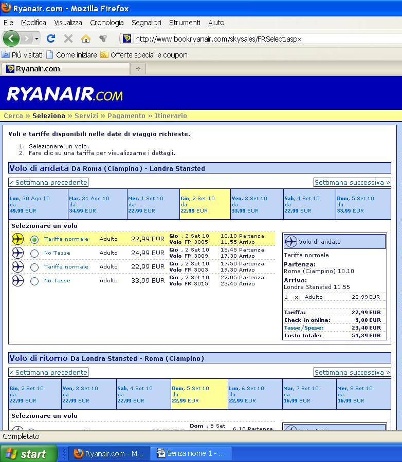 ricevuta ryanair