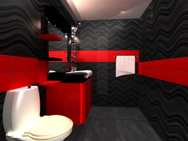 Zabai S Art Super Red And Black View Of The Red Bathroom