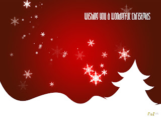 Red color Christmas Power Point Background with Nice design and snow Christmas tree and stars - background picture