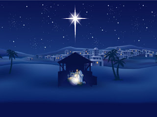 Beautiful white Christmas Star glowing above the Manger on Jesus born day - Christmas Christian power point background religious Nature hd(hq) wallpaper