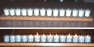 Candle lineup with and without labels