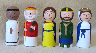 Painted peg dolls of saints