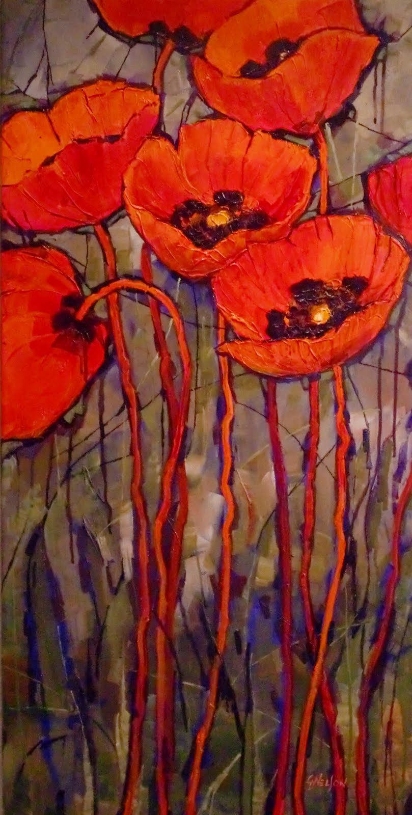 Daily Painters Abstract Gallery: "ORIENTAL RED," 10129, daily painter