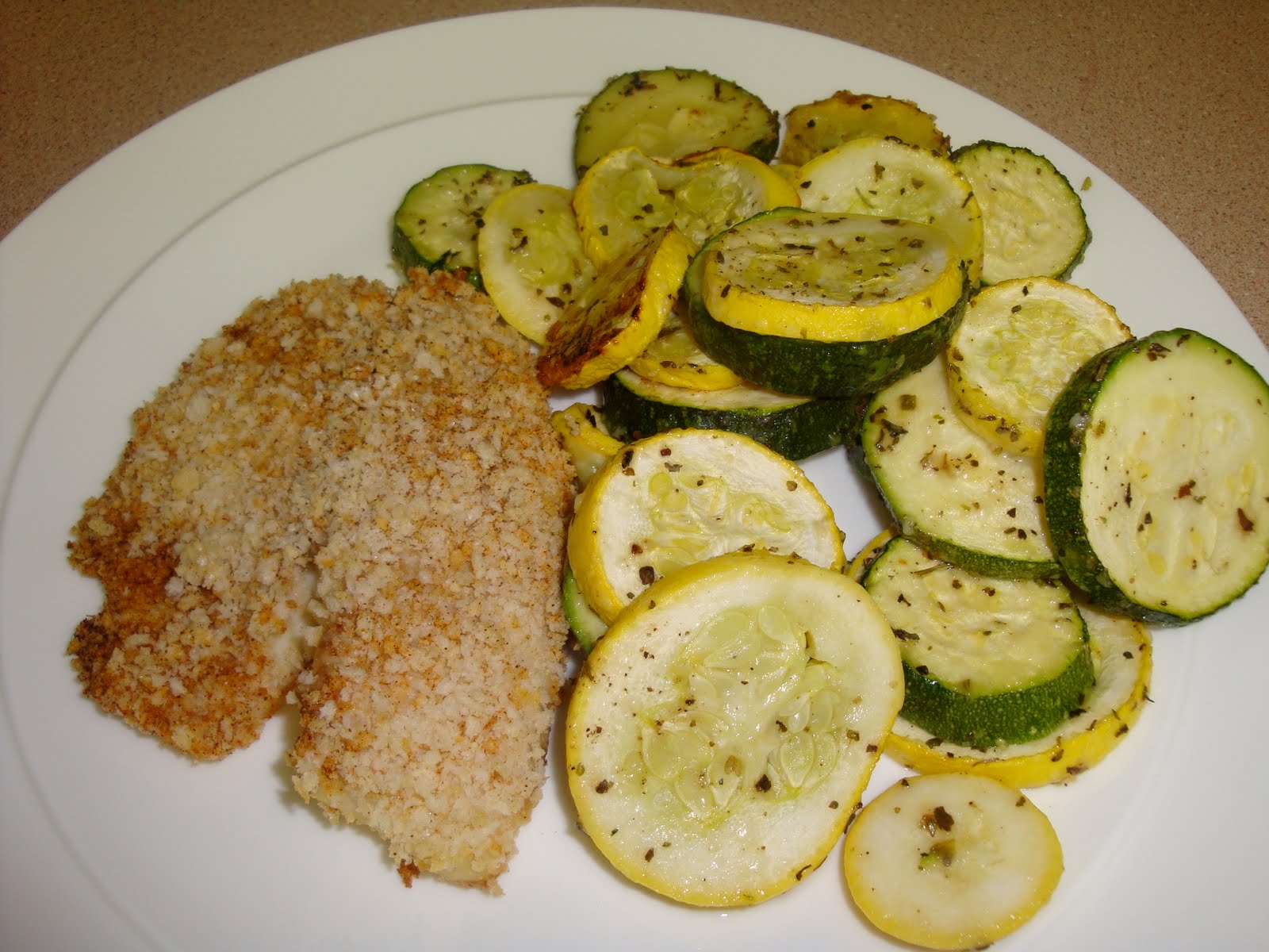 simply made with love Parmesan Tilapia with Zucchini & Squash