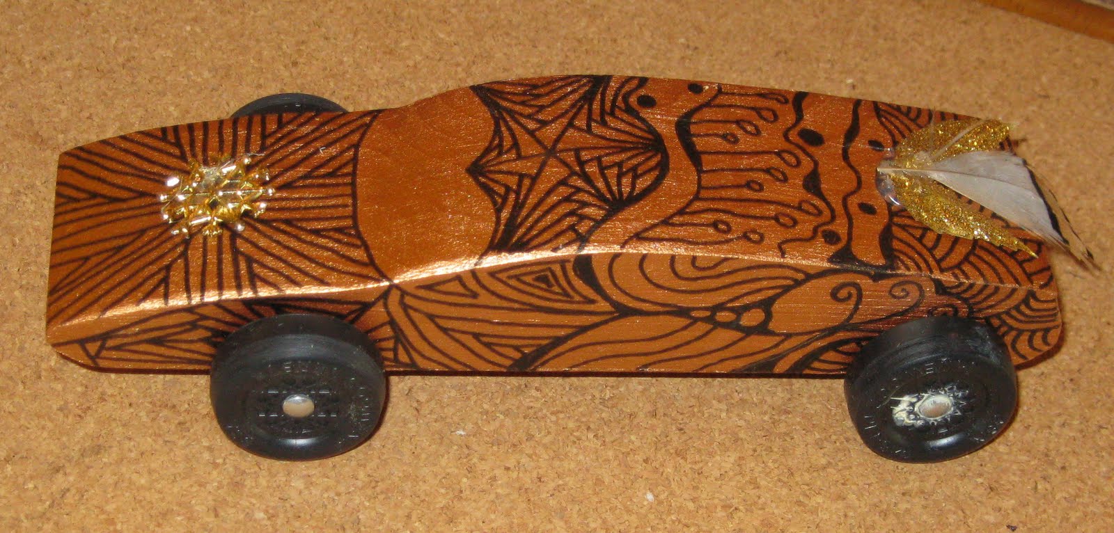 Pattern Play with Pens: Zentangled Pinewood Derby Car