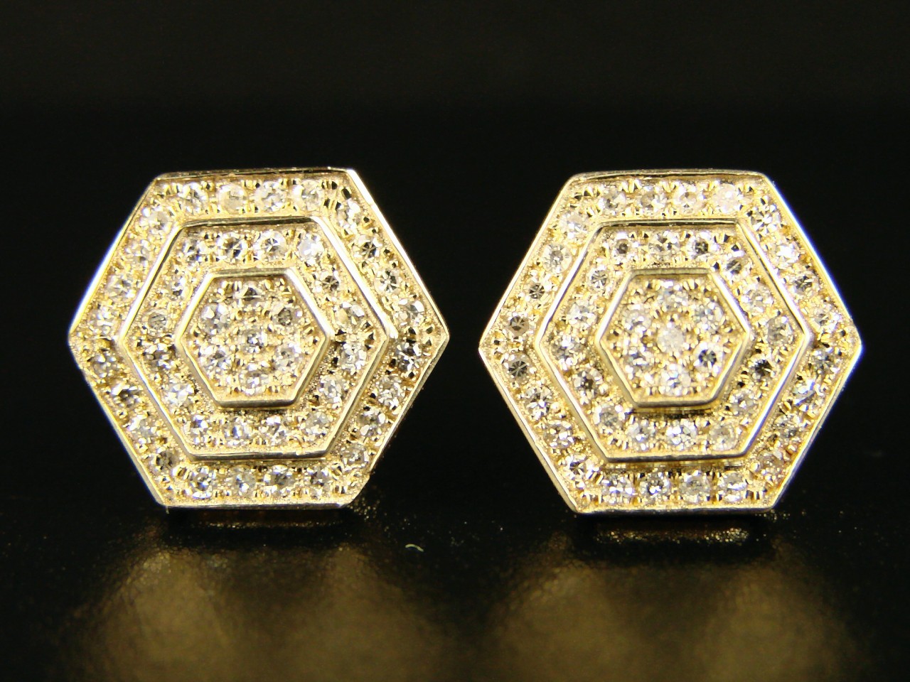 new_york_jewels 14K MENS/LADIES HEXAGON DIAMOND STUD EARRINGS .75 CT