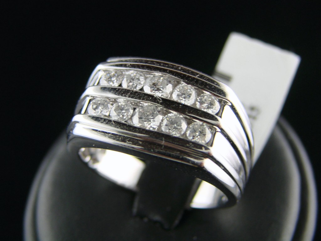 new_york_jewels MENS 2 ROW BIG DIAMOND WEDDING BAND RING
