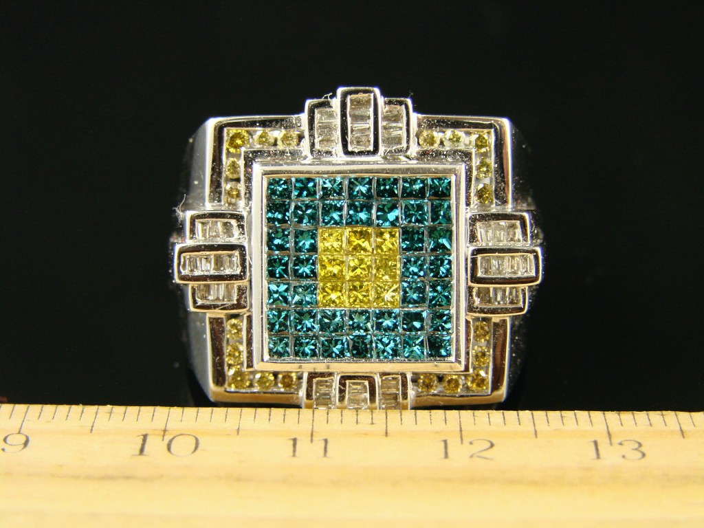 new_york_jewels 14K MENS XL PRINCESS CUT SQUARE DIAMOND RING 3.50 CT