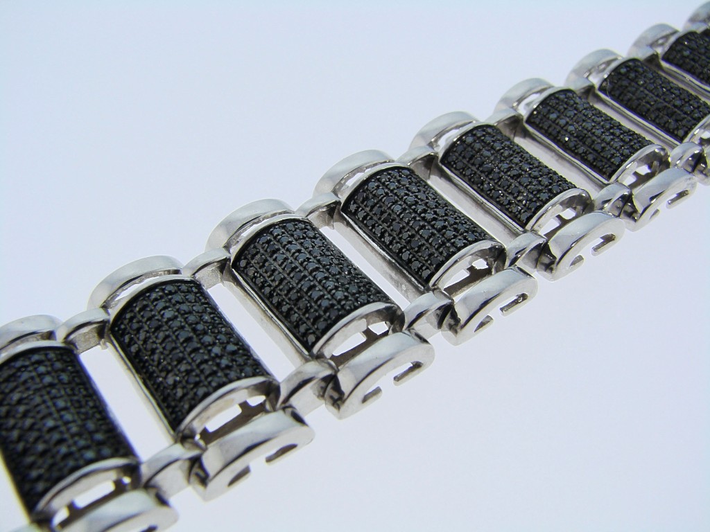 new_york_jewels MENS FULL BLACK 22MM XL DIAMOND BRACELET BANGLE 5.45 CT