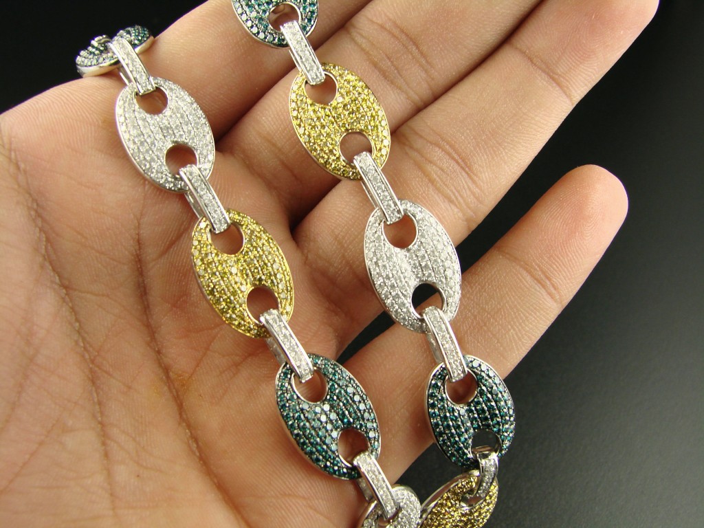 new_york_jewels 14K WHITE GOLD DIAMOND ANCHOR LINK CHAIN FRANCO 31.3 CT