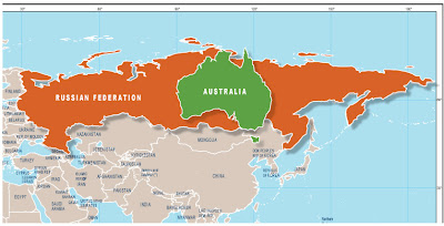 Unreal Adventure: Russia vs Australia, a size comparison.