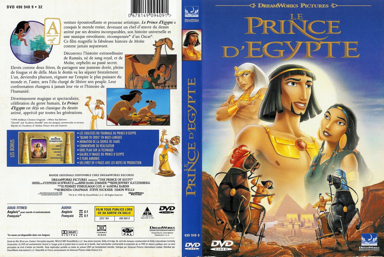 MA DVDTHEQUE DOM: LE PRINCE D'EGYPTE - 1998