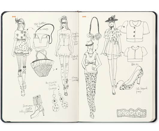 fashion sketchbook with figures