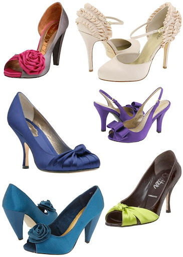 satin wedding shoes blue green purple Top left Magrit 39s Pink Peeptoe Pump