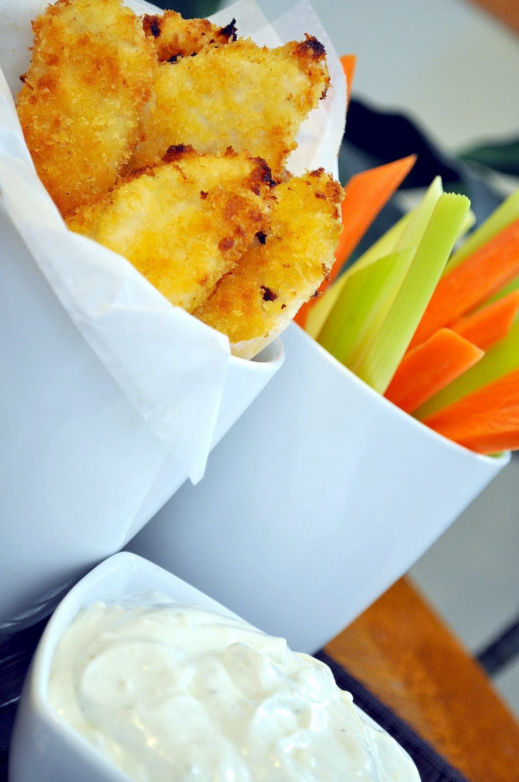 Freeing My Martha Crisp and Spicy Chicken Tenders with Blue Cheese