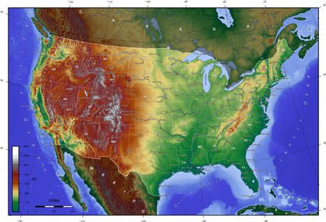 Map United States Elevation - Direct Map
