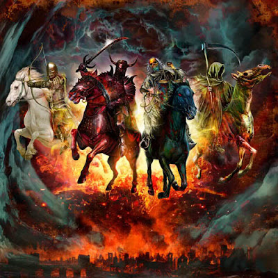 The four horsemen of the Apocalypse visit Gaza during the massacre