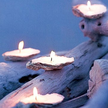 DIY oyster shell candles