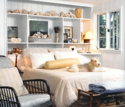 shelving unit as headboard