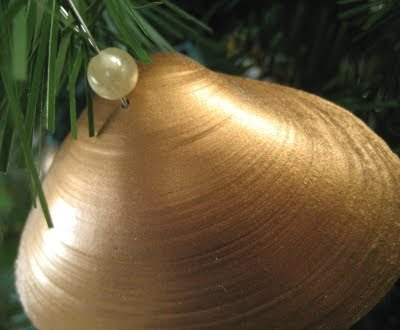gold painted seashell ornament