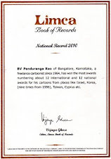 Achievements in the field of cartooning has been entered in Limca Book of Records 2010