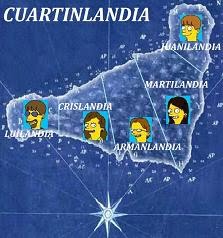 Mapa y regiones : Juanilandia,Martilandia Armanlandia,Crislandia y Luilandia.