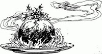 Christmas pudding antique black and white drawing