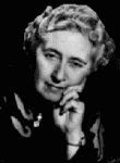 black and white photograph of Agatha Christie