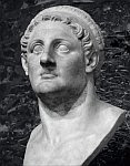 A black and white photo of a bust of Ptolemy I founder of the Ptolemaic dynasty ca 3rd century BCE.