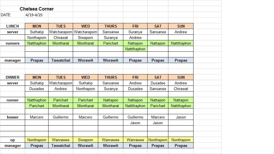 Weekly Schedule