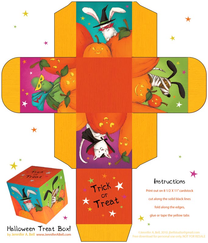 J Bell Studio Free Printable Halloween Treat Box  J Bell Studio Free Printable Halloween Treat Box