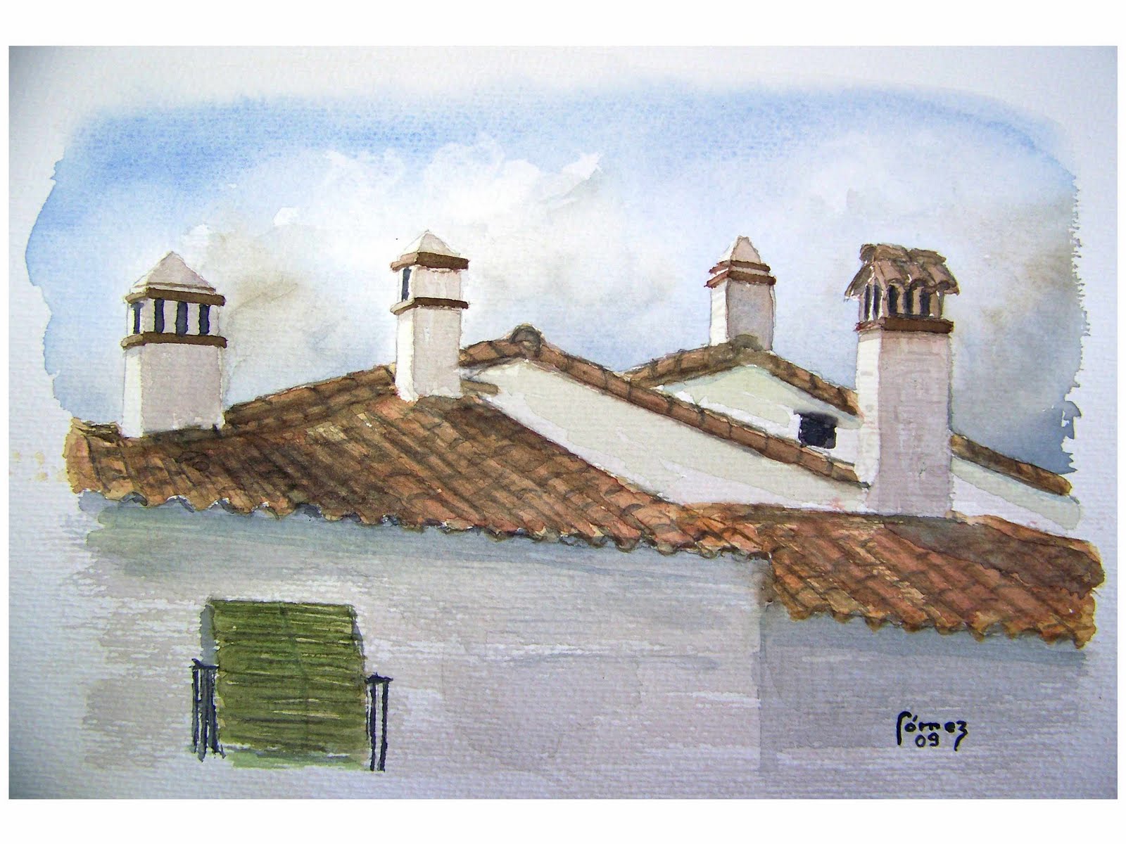 Mis acuarelas: Chimeneas