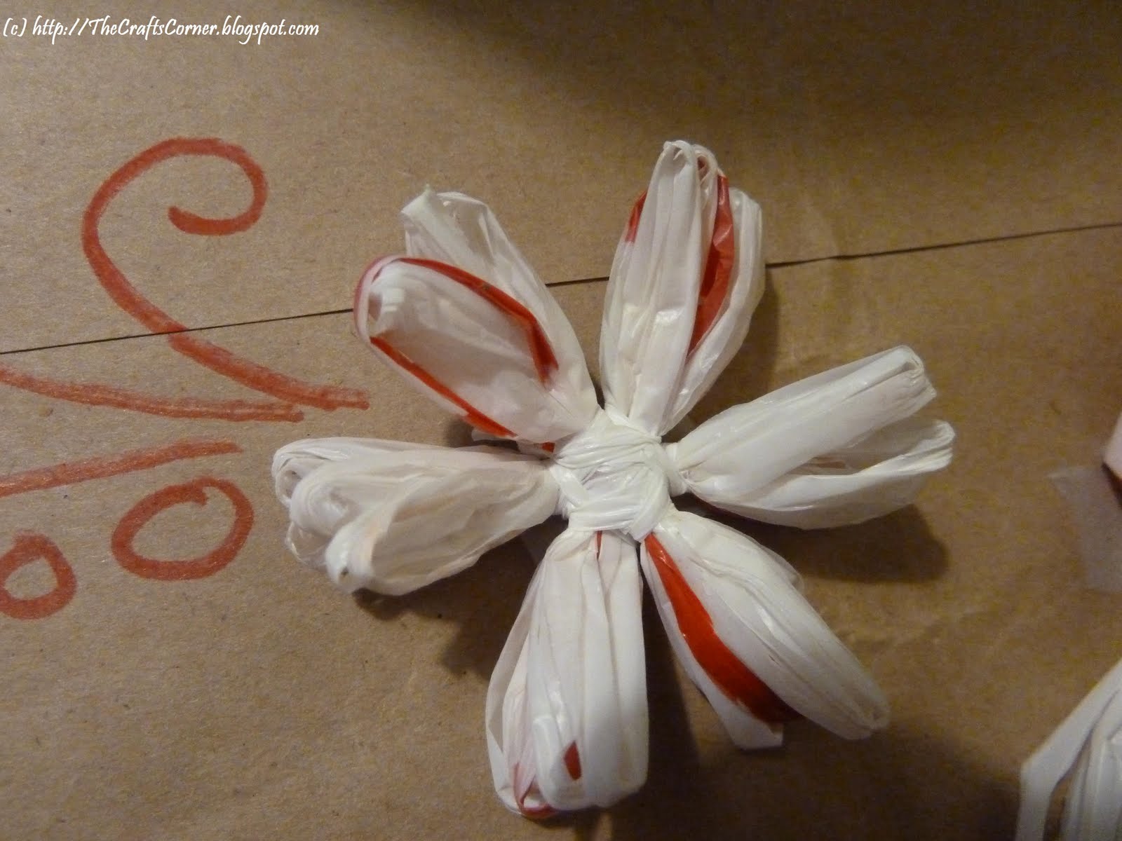 The Crafts Corner Plastic bag flowers
