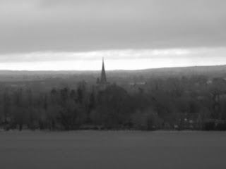 church spire in distance