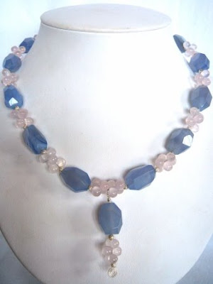 Blue Chalcedony & Rose Quartz Necklace