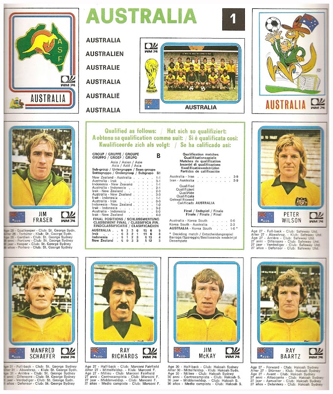 AUSTRALIE. By Panini. Coupe du Monde 1974.