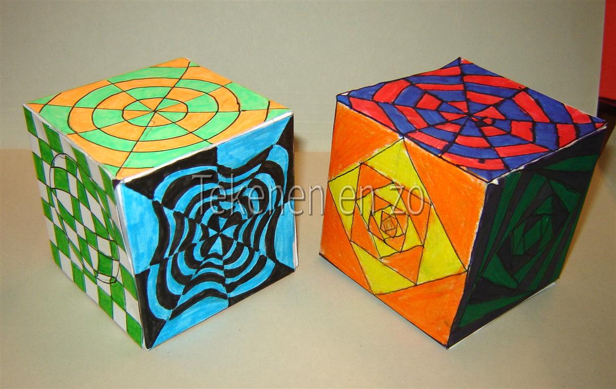 Tekenen en zo Op art kubus