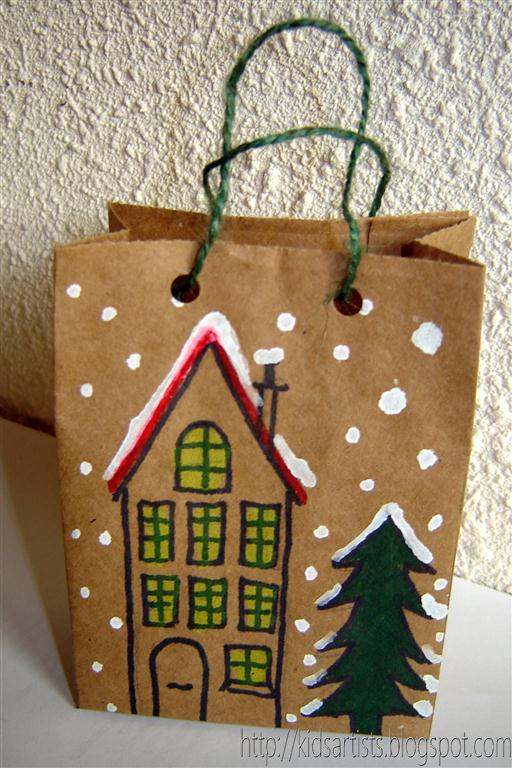 Kids Artists Christmas gift paper bag