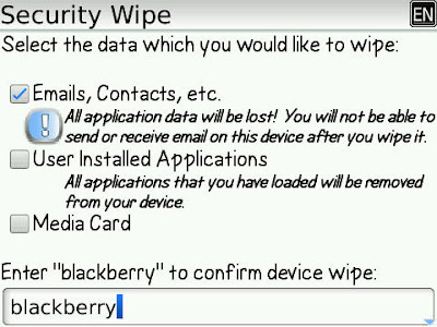 Blackberry : How do i wipe the Blackbery Handheld