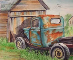 rusty trucks watercolor truck painting paintings paint cars canvas acrylic pickup barns drawing watercolour chevy farm ford village abandoned artist
