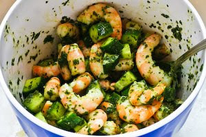 Spicy Shrimp and Cucumber Salad with Mint, Lemon, and Cumin found on KalynsKitchen.com Spicy Shrimp and Cucumber Salad with Mint, Lemon, and Cumin found on KalynsKitchen.com