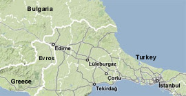 Mappa della regione di Evros